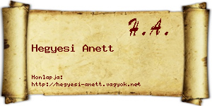 Hegyesi Anett névjegykártya